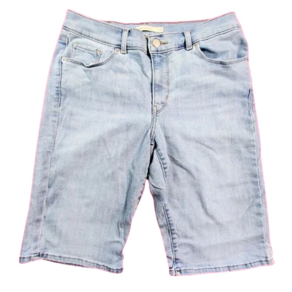 Levi’s Bermuda Denim Shorts Women’s W28 Light Wash Stretch Mid-Rise Casual Style